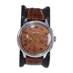 Calendar/ Chronograph in Steel with Rare Bezel Set Calendar Feature, 1940's