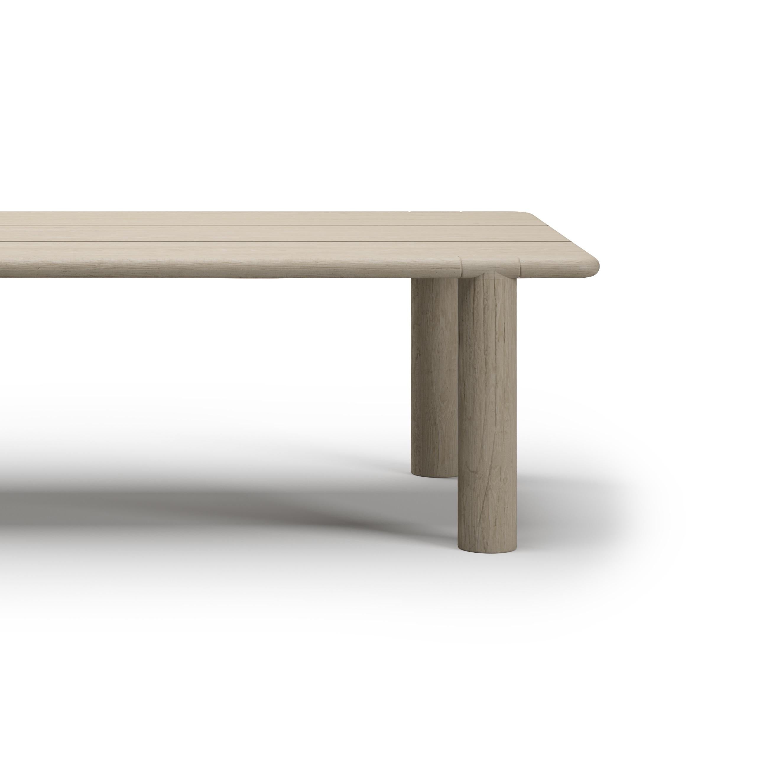 Contemporary Caleo-Ash FSC Teak Wood Frame Dining Room Table by SNOC For Sale