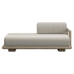 Caleo-Ash Teak, Rope And Ethereal Fabric Half Backrest Modular Sofa by SNOC