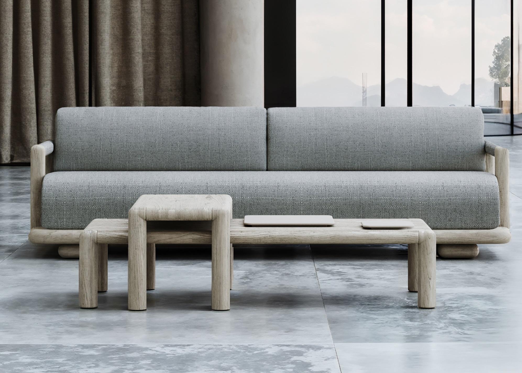 Post-Modern Caleo-Ash Teak Wood Decorative Medium Low Coffee Table by SNOC For Sale