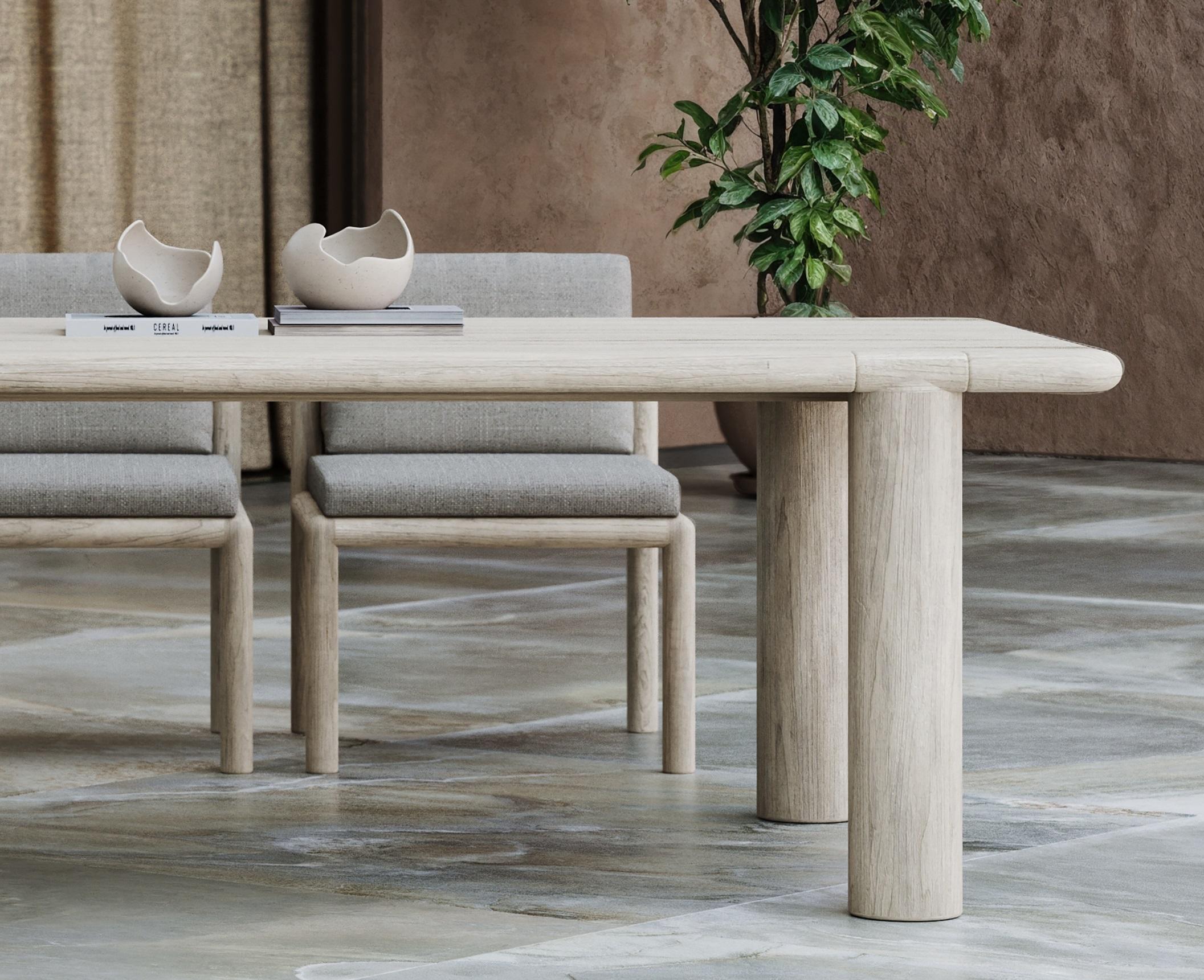 Turkish Caleo-Ash Teak Wood Frame, Rope And Ethereal Fabric Dining Chair by SNOC For Sale