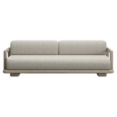 Caleo-Ash Teak Wood Frame, Rope And Ethereal Fabric Two-Seater Sofa by SNOC