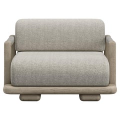 Caleo-Ash Teak Wood Frame, Rope And Ethereal Fabric Upholstery Armchair by SNOC