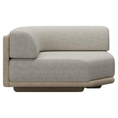 Caleo-Ash Teak Wood, Rope And Ethereal Fabric Corner Modular Sofa by SNOC