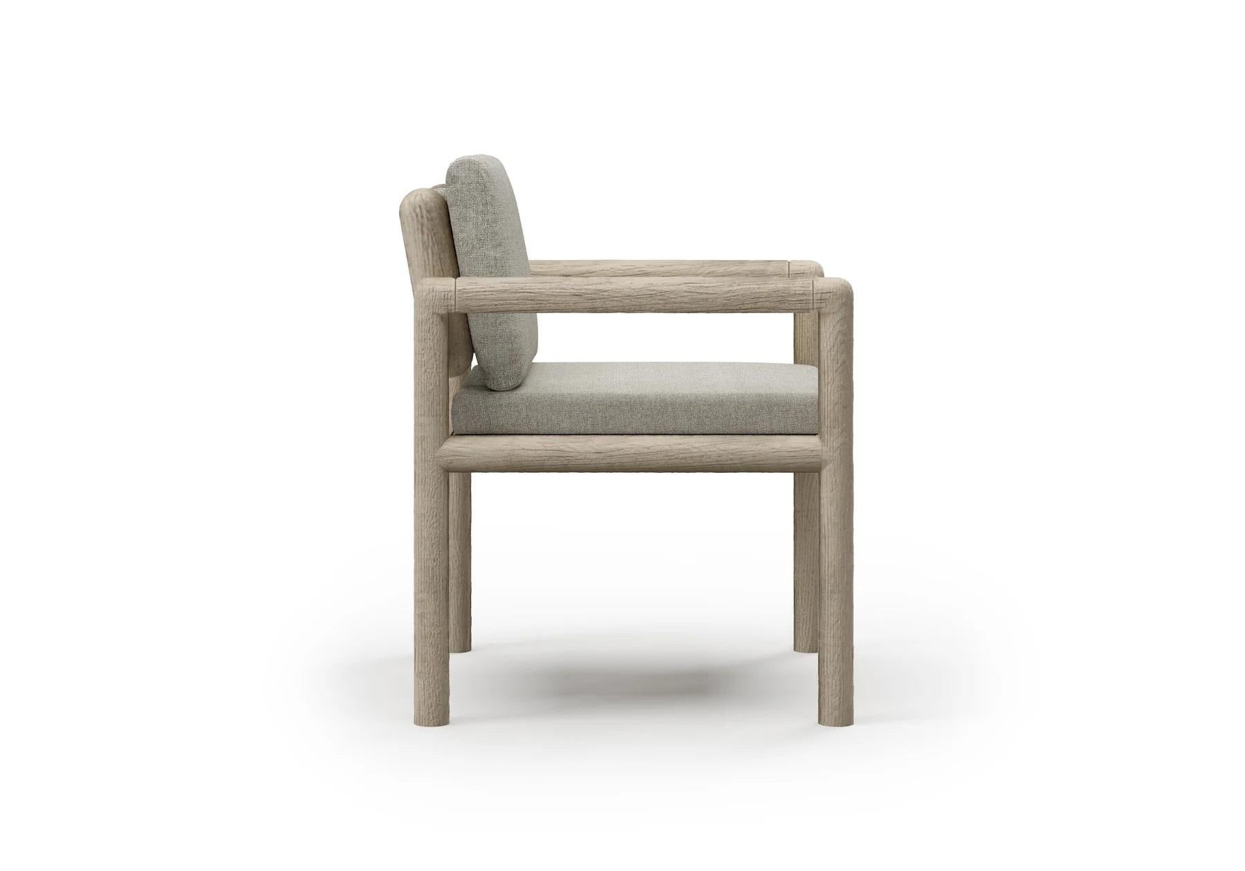 XXIe siècle et contemporain Caleo-Ash Teak Wood, Rope And Ethereal Fabric Dining Chair With Armrests by SNOC en vente