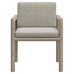 Caleo-Ash Teak Wood, Rope And Ethereal Fabric Dining Chair With Armrests by SNOC