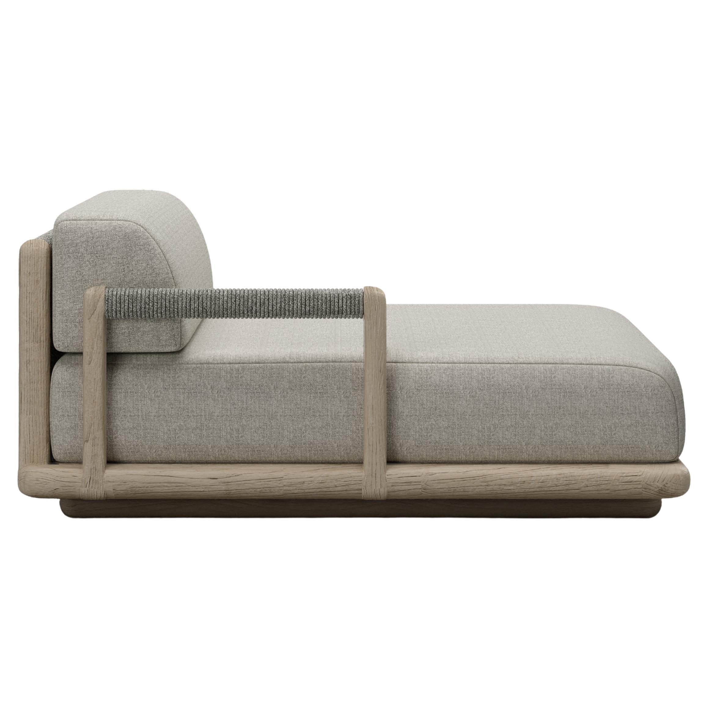 Caleo-Ash Teak Wood, Rope And Ethereal Fabric Left Modular Daybed by SNOC