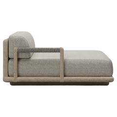 Caleo-Ash Teak Wood, Rope And Ethereal Fabric Left Modular Daybed by SNOC