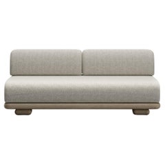Caleo-Ash Teak Wood, Rope And Ethereal Fabric Two-Seater Modular Sofa by SNOC