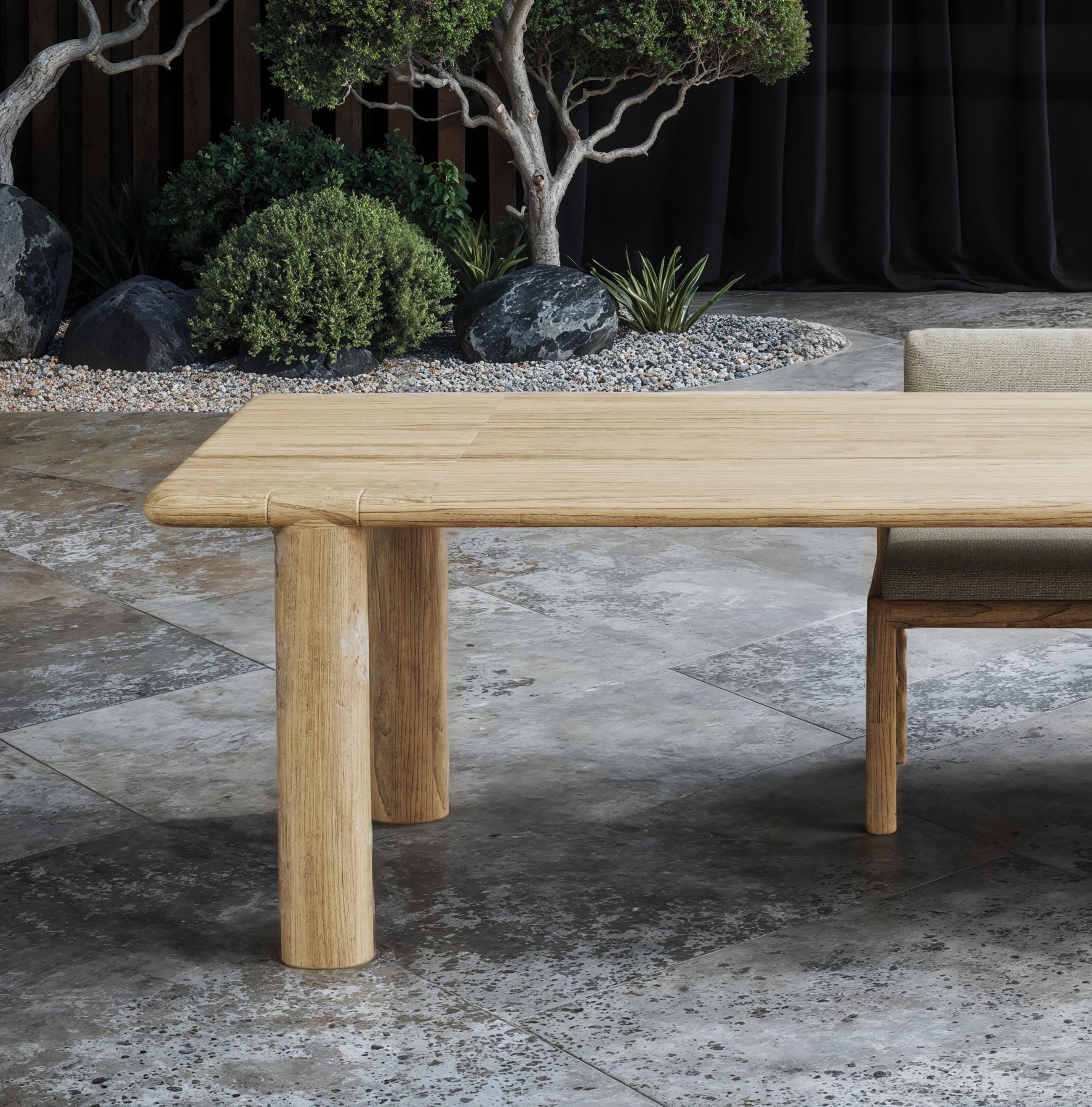 Other Caleo-Natural FSC Teak Wood Frame Dining Room Table by SNOC For Sale