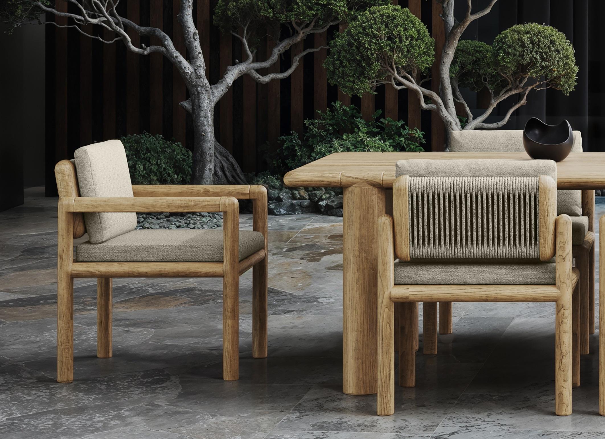 Caleo-Natural FSC Teak Wood Frame Dining Room Table by SNOC In New Condition For Sale In Geneve, CH