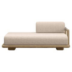 Caleo-Natural Teak, Rope And Ethereal Fabric Half Backrest Modular Sofa by SNOC