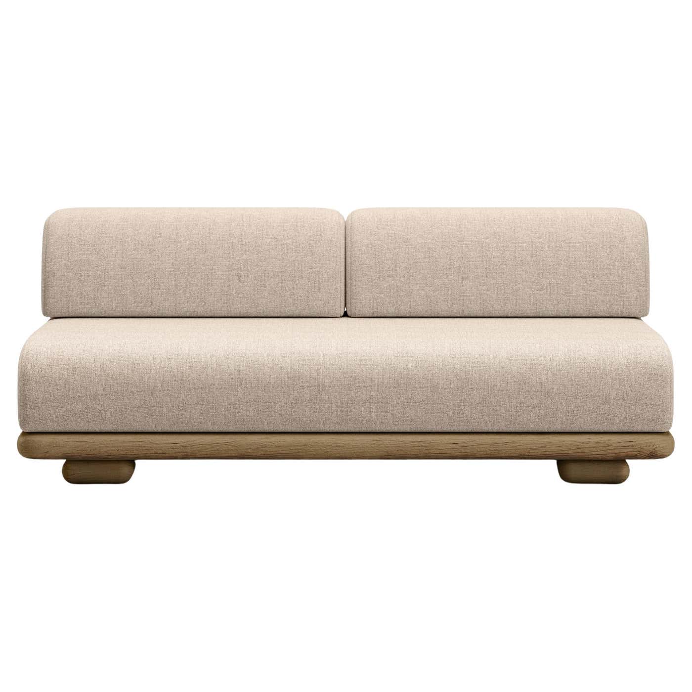 Caleo-Natural Teak, Rope And Ethereal Fabric Two-Seater Modular Sofa by ...
