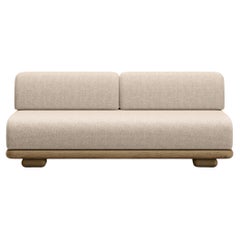 Caleo-Natural Teak, Rope And Ethereal Fabric Two-Seater Modular Sofa by SNOC