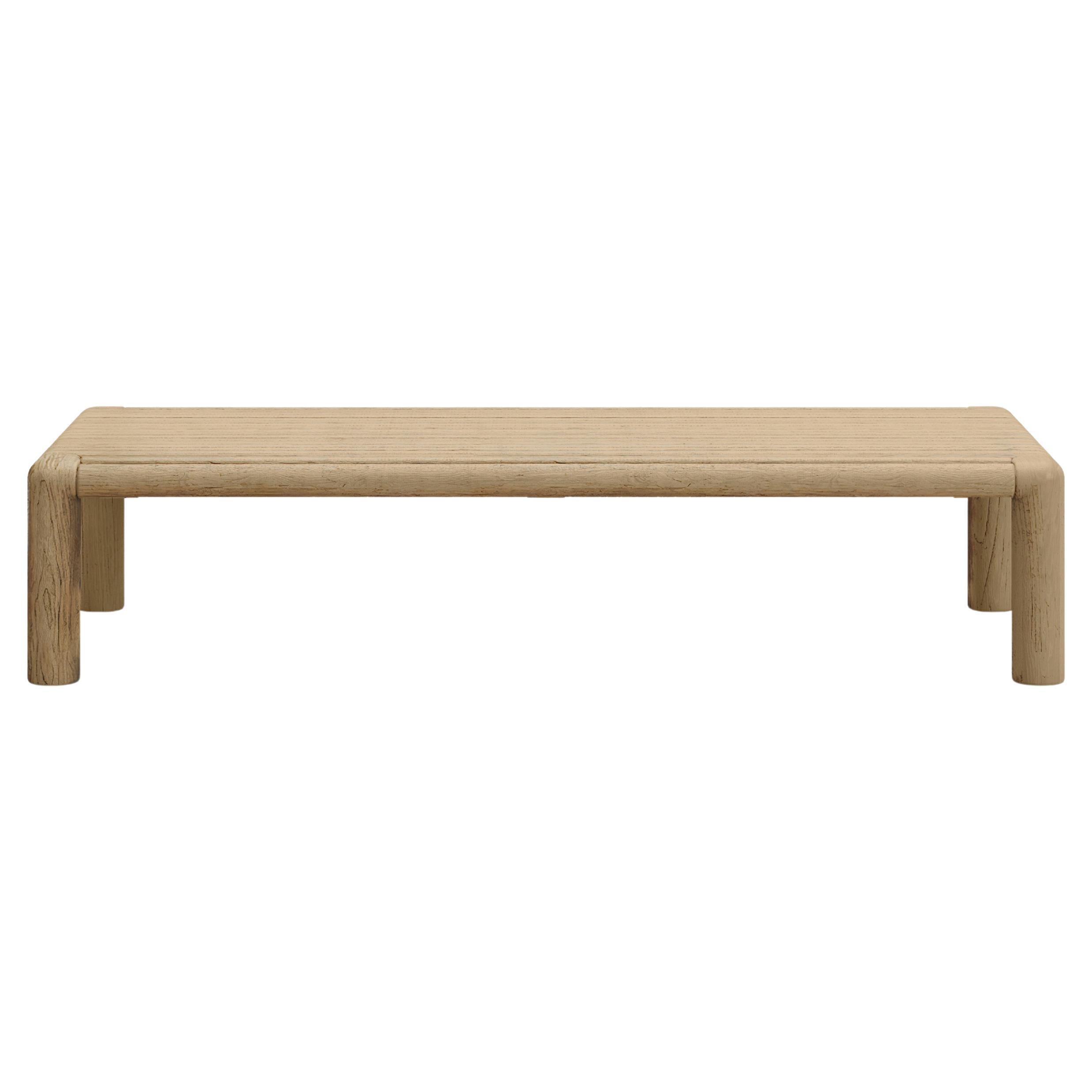 Caleo-Natural Teak Wood Decorative Large Low Coffee Table by SNOC For Sale