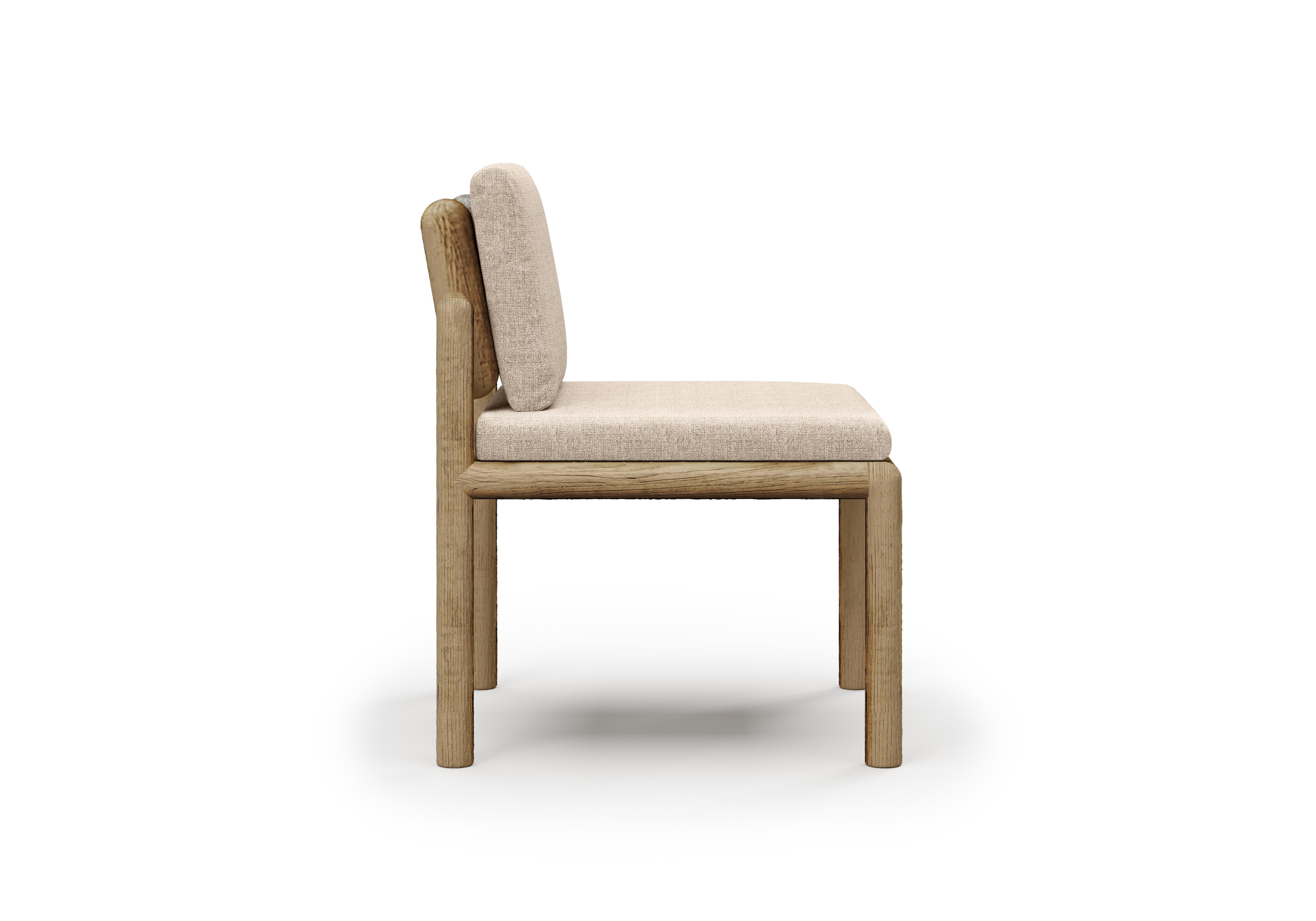 Caleo-Natural Teak Wood Frame, Rope And Ethereal Fabric Dining Chair by SNOC For Sale 1