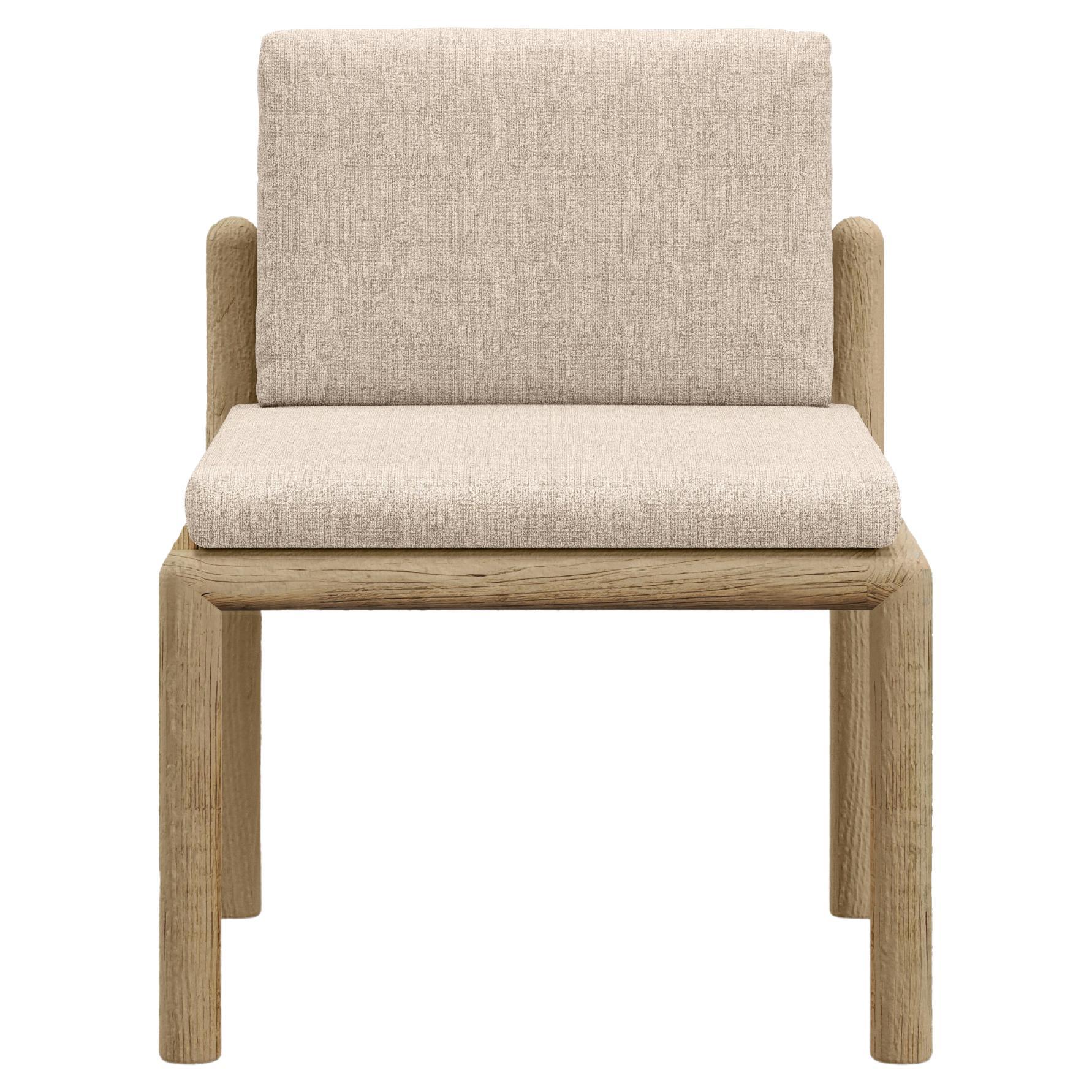 Caleo-Natural Teak Wood Frame, Rope And Ethereal Fabric Dining Chair by SNOC