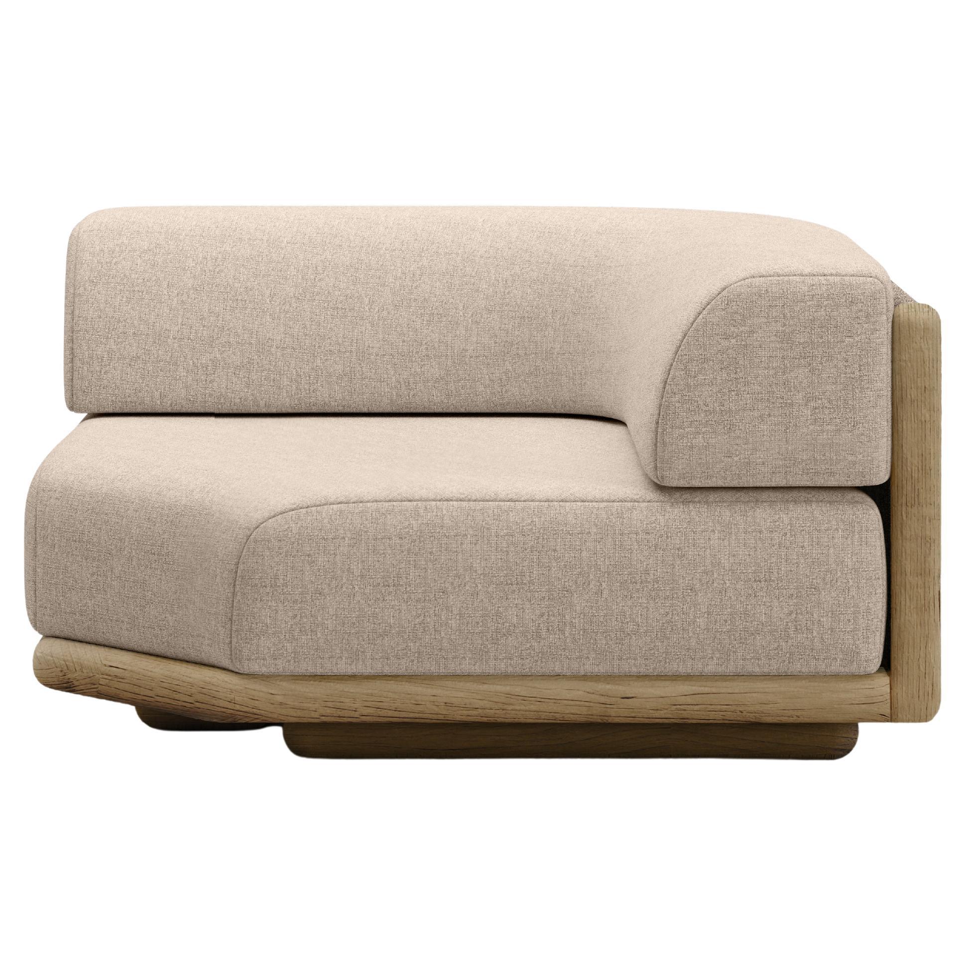 Caleo-Natural Teak Wood, Rope And Ethereal Fabric Corner Modular Sofa by SNOC