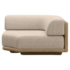 Caleo-Natural Teak Wood, Rope And Ethereal Fabric Corner Modular Sofa by SNOC