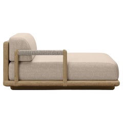 Caleo-Natural Teak Wood, Rope And Ethereal Fabric Left Modular Daybed by SNOC