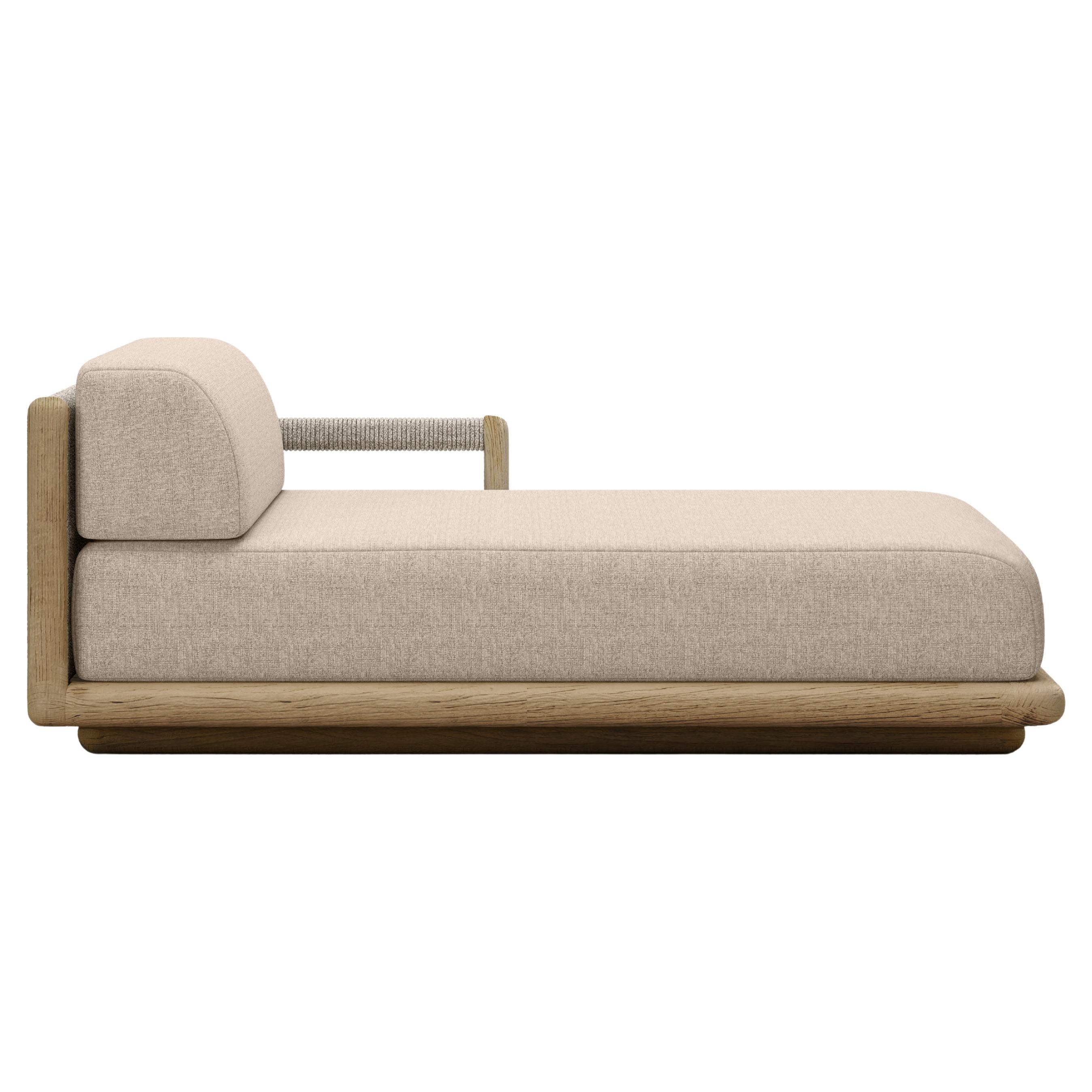 Caleo-Natural Teak Wood, Rope And Ethereal Fabric Right Modular Daybed by SNOC