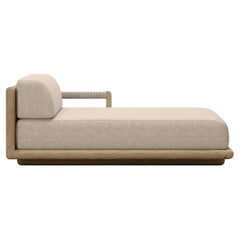 Caleo-Natural Teak Wood, Rope And Ethereal Fabric Right Modular Daybed by SNOC