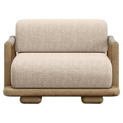 Caleo-Natural Teak Wood, Rope And Ethereal Fabric Upholstery Armchair by SNOC
