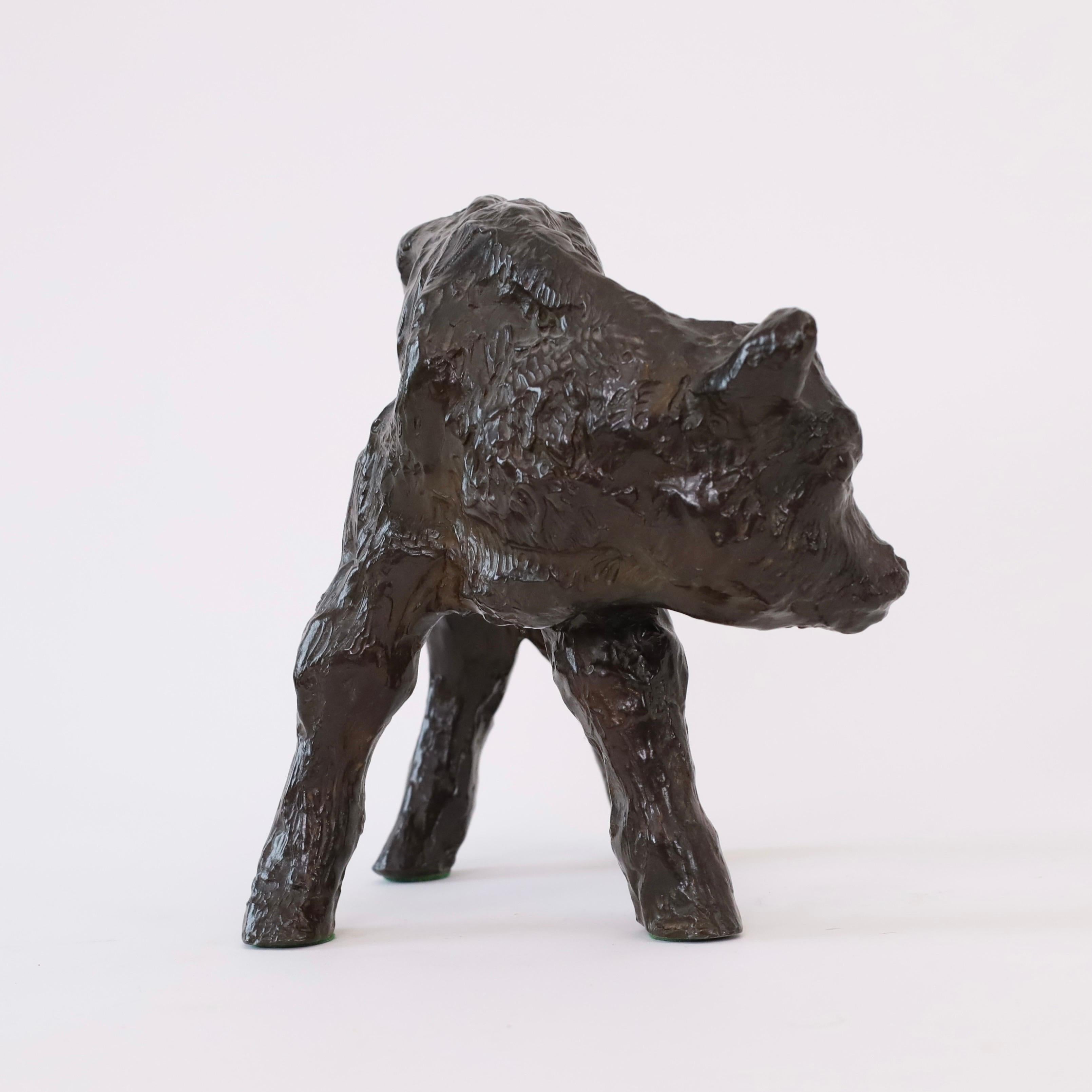 Calf sculpture designed by Gudrun Lauesen for Just Andersen, 1940s, Denmark For Sale 1