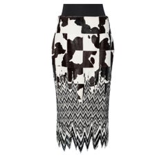 Calfskin patchwork skirt with beadwork on tulle base and fringes Tom Ford 