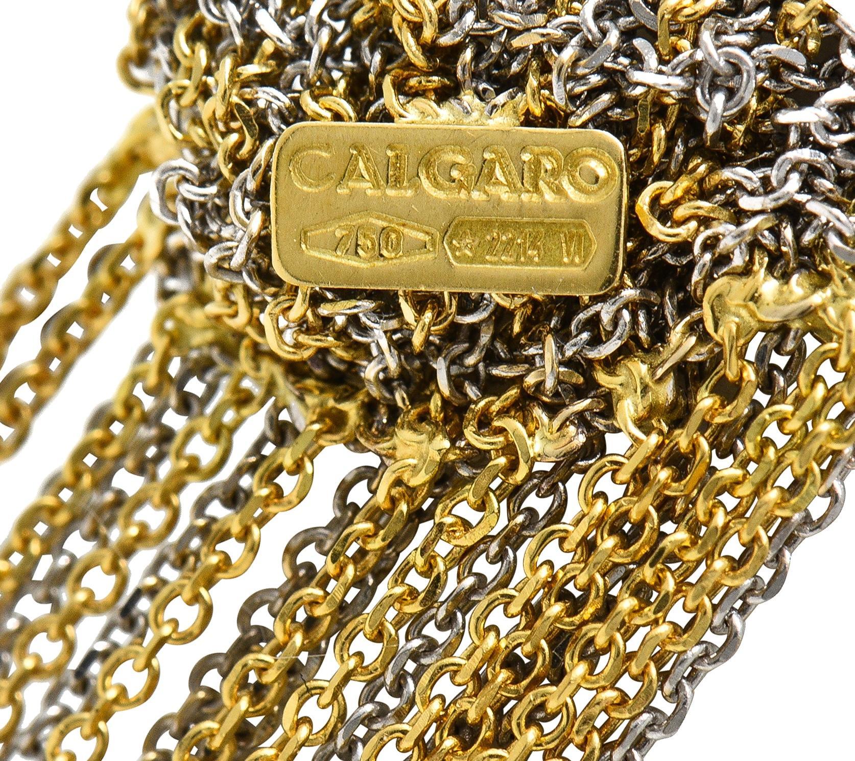 Calgaro 18 Karat Two-Tone Gold Woven Mesh Fringe Scarf Necklace 1