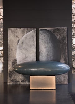 Contemporary Organic Fiberglass Bench in Smooth Low-Sheen Finish