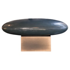 Contemporary Organic Fiberglass Pebble Bench in Smooth Low-Sheen Finish