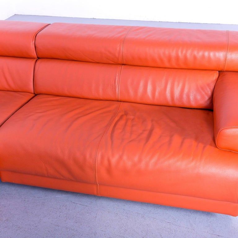 Calia Italia Leather Corner Sofa Orange Electric Function at 1stDibs