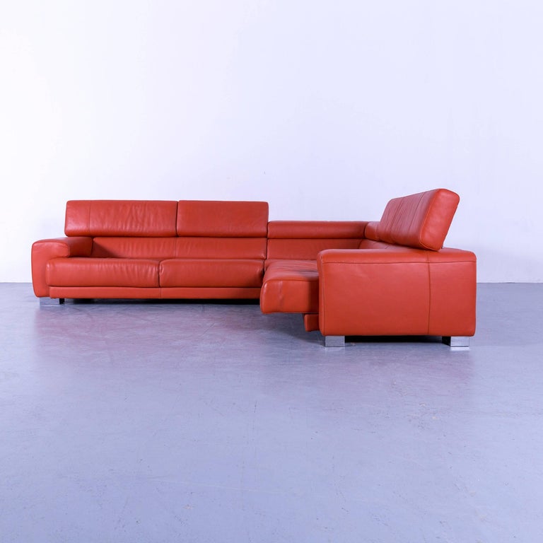 Calia Italia Leather Corner Sofa Orange Electric Function at 1stDibs