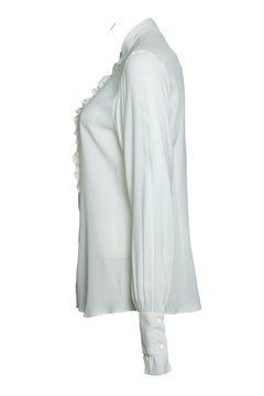 Caliban, ecru ruffle blouse