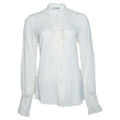 Caliban, ecru ruffle blouse