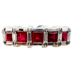 Vintage Calibrated Ruby Engagement Ring and Baguette-Cut Diamonds, 18-Carat Gold