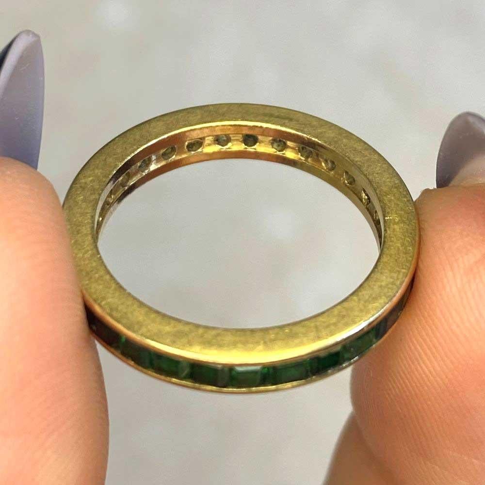 Calibre Cut Natural Emerald Eternity Band Ring, 14k Gold, Low Profile 4