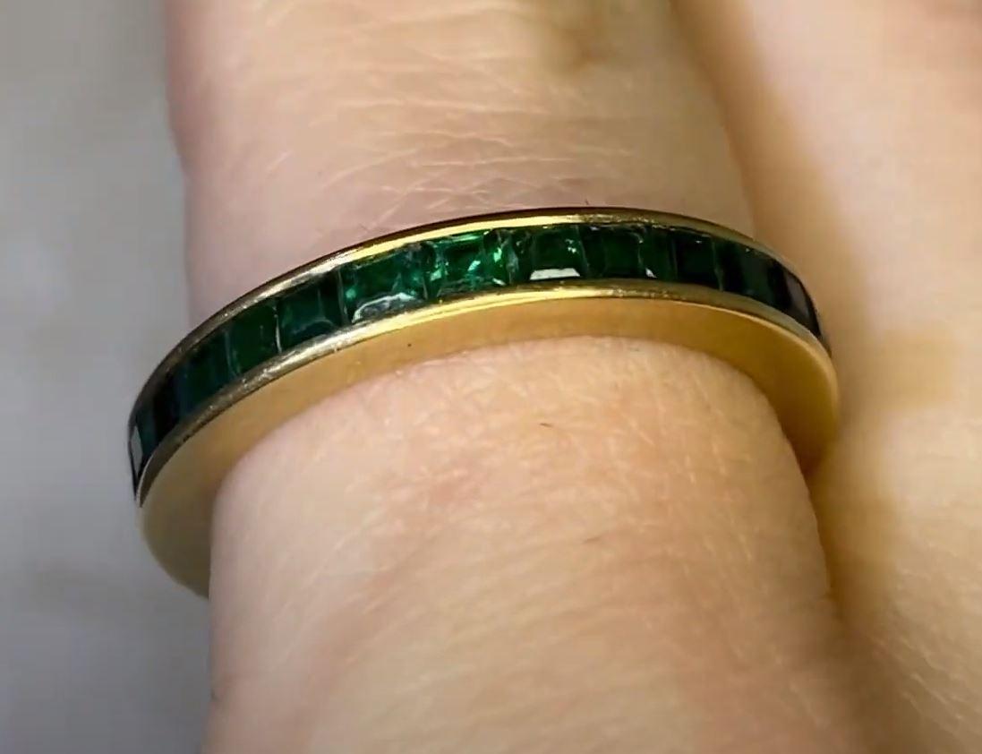 Calibre Cut Natural Emerald Eternity Band Ring, 14k Gold, Low Profile In Excellent Condition In New York, NY