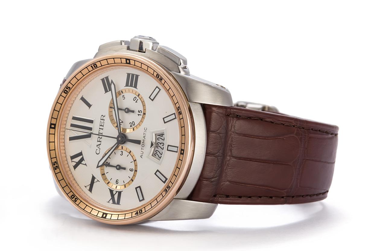Contemporary Calibre De Cartier Diver Stainless Steel and Rose Gold Watch W7100043 BNP