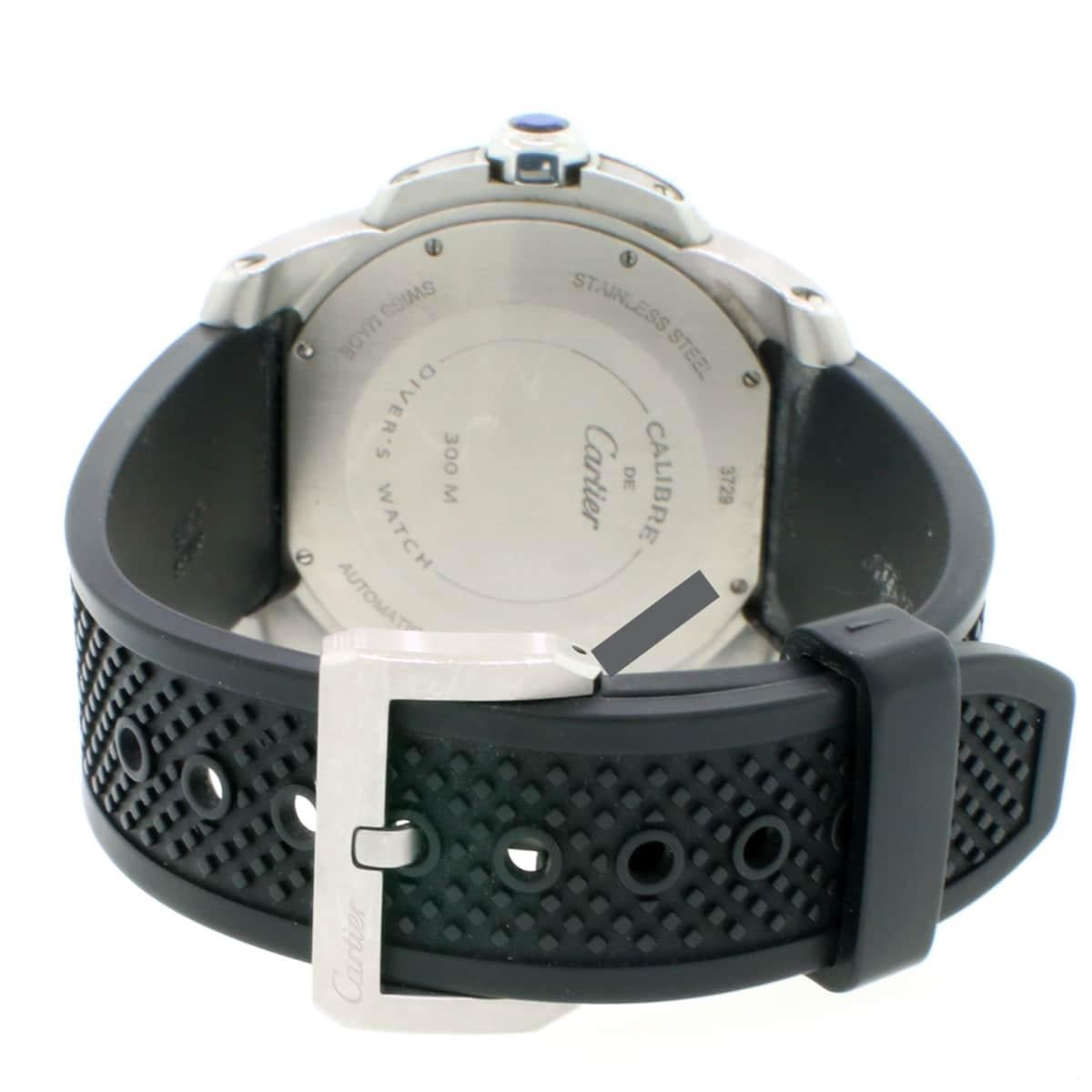 Calibre de Cartier Diver Black Roman Dial Steel Watch W7100056 For Sale 1