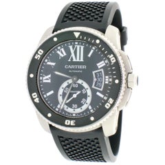 Calibre de Cartier Diver Black Roman Dial Steel Watch W7100056