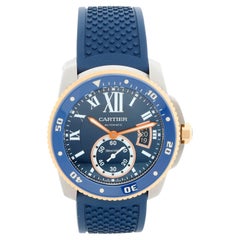 Calibre de Cartier Diver Men
s Large 18k Rose Gold 
Steel Watch W2CA0008 3729