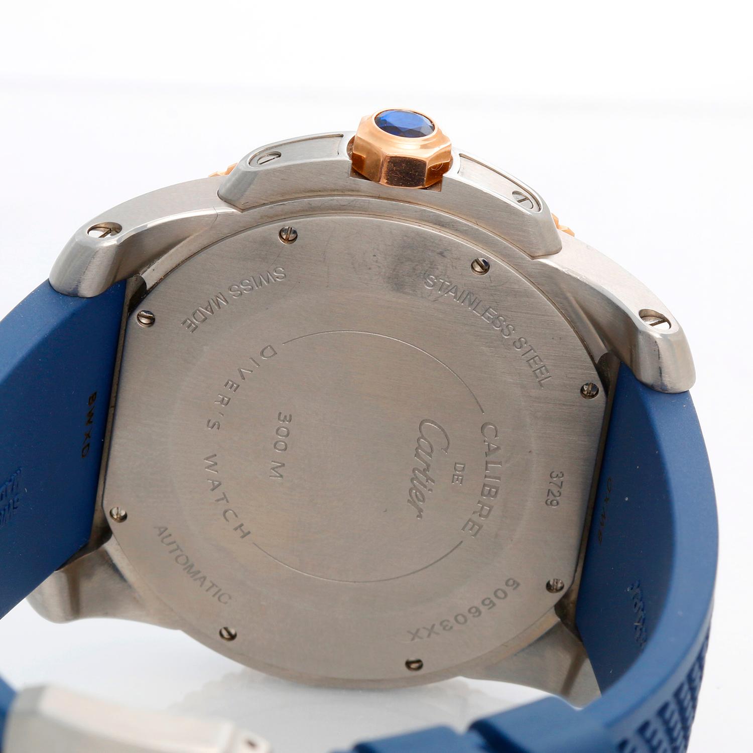 Calibre de Cartier Diver Men's Large 18 Karat Rose Gold and Steel Watch W2CA0009 1