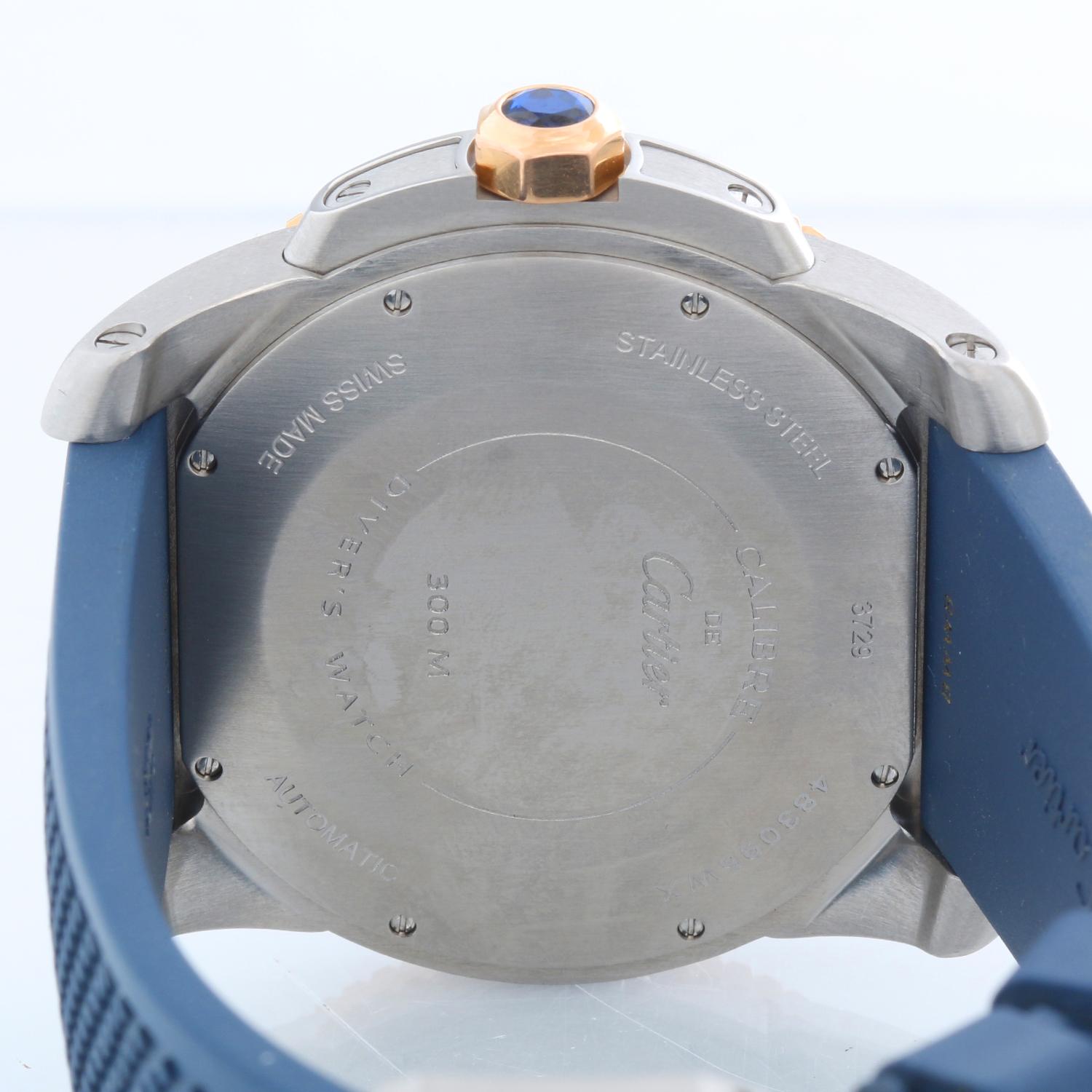 Calibre de Cartier Diver Men's Large 18k Rose Gold & Steel Watch W2CA0009 1