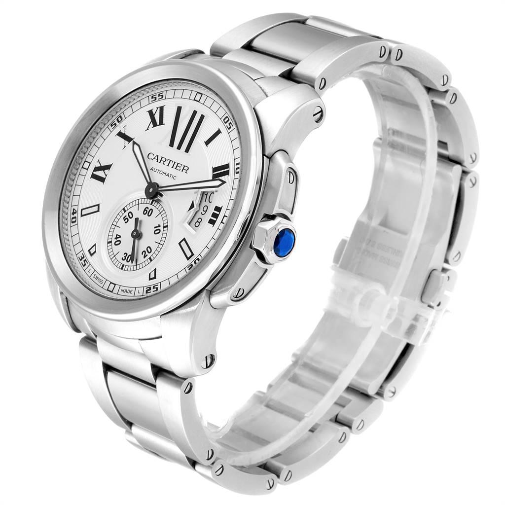 Calibre De Cartier Silver Dial Steel Automatic Men's Watch W7100015 1