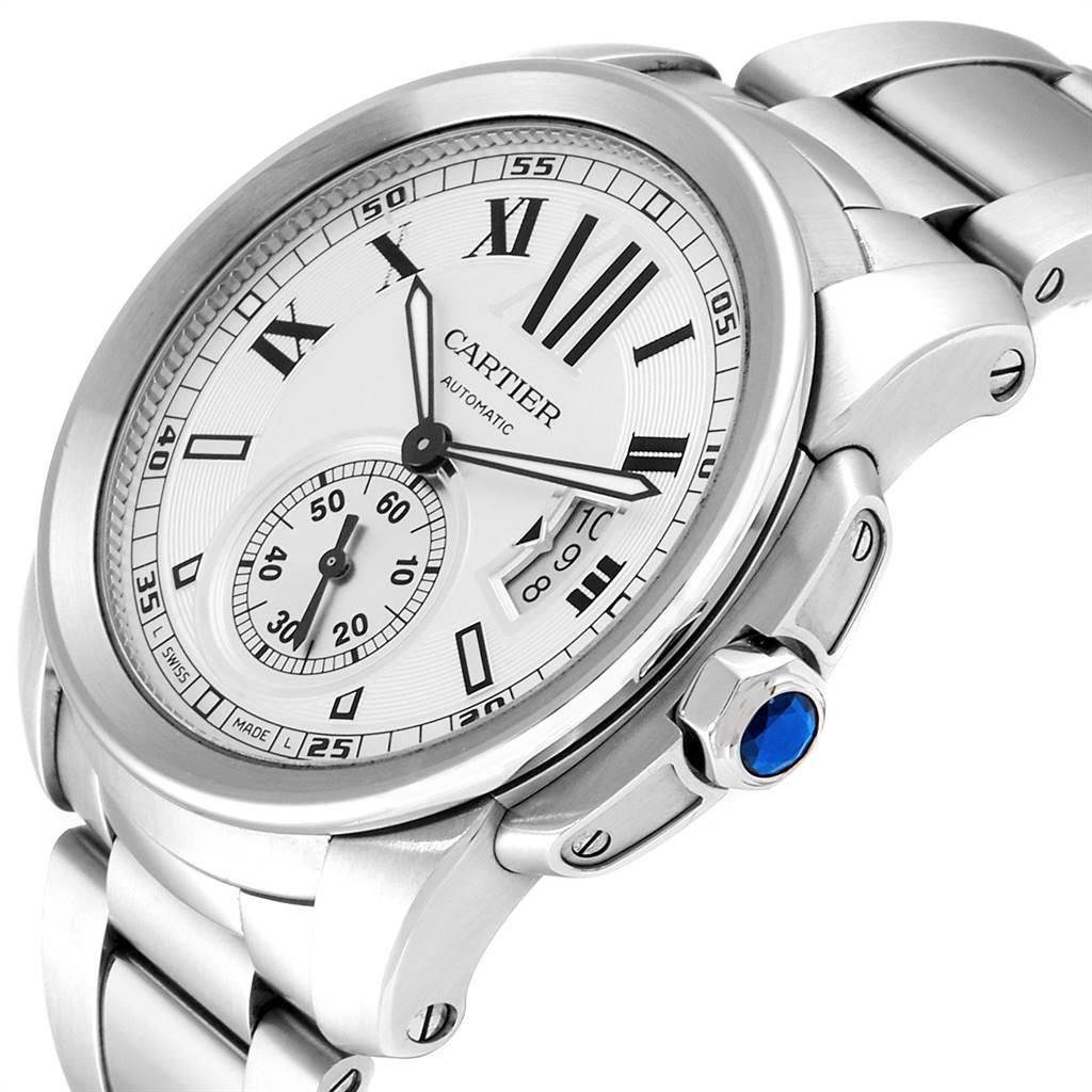 Calibre De Cartier Silver Dial Steel Automatic Men's Watch W7100015 2