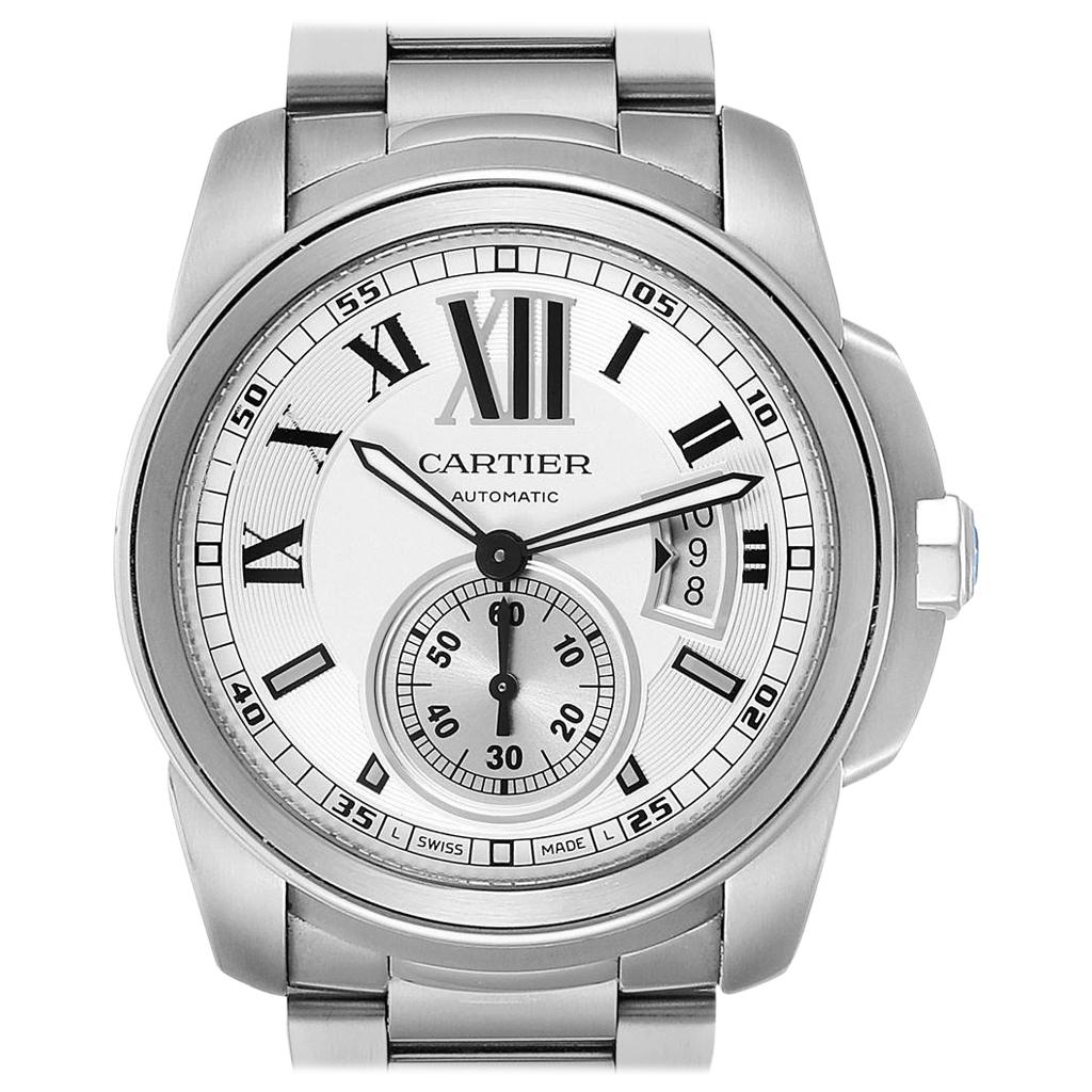 Calibre De Cartier Silver Dial Steel Automatic Men's Watch W7100015