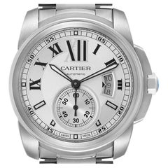 Calibre De Cartier Silver Dial Steel Automatic Mens Watch W7100015
