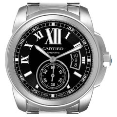 Calibre De Cartier Stainless Steel Black Dial Mens Watch W7100016